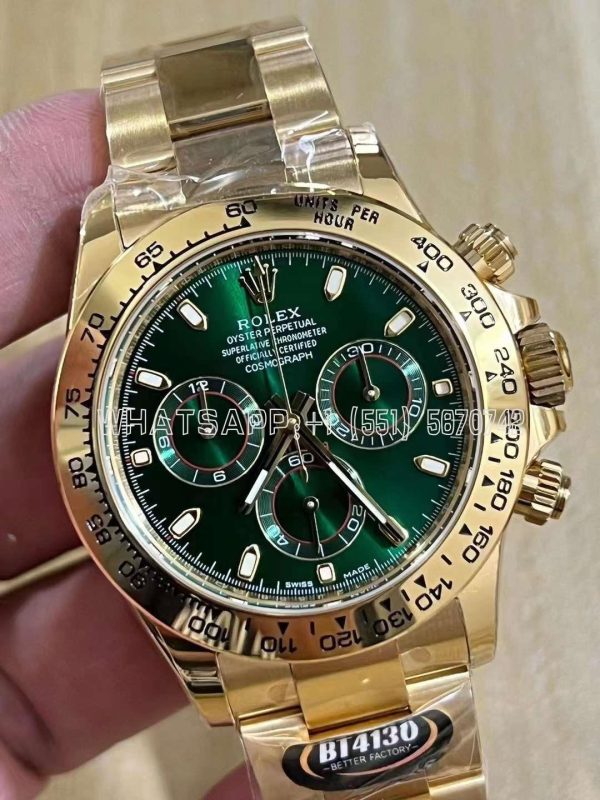 Rolex Daytona 116508 Green Dial on YG Bracelet Swiss 4130 BT Factory