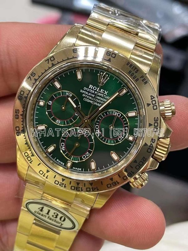 Rolex Daytona 116508 Green Dial on YG Bracelet Swiss 4130 Clean Factory