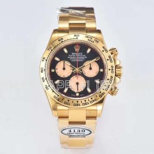 Rolex Daytona 116508 Paul Newman Yellow Gold Plated SS 904L Black Dial Swiss 4130 Clean Factory