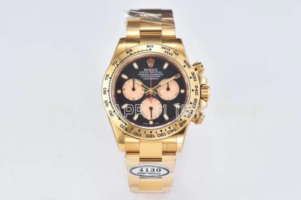 Rolex Daytona 116508 Paul Newman Yellow Gold Plated SS 904L Black Dial Swiss 4130 Clean Factory