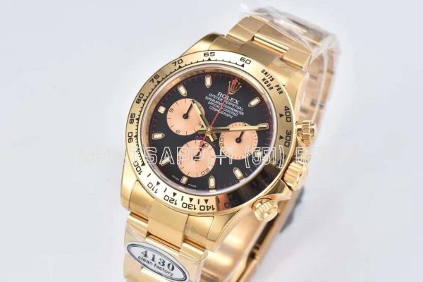 Rolex Daytona 116508 Paul Newman Yellow Gold Plated SS 904L Black Dial Swiss 4130 Clean Factory