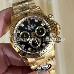 Rolex Daytona 116508 Yellow Gold black dial diamond Swiss 4130 BT Factory