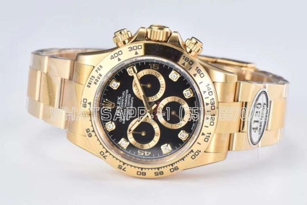 Rolex Daytona 116508 Yellow Gold black dial diamond Swiss 4130 Clean Factory