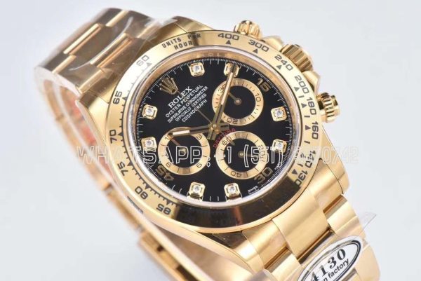Rolex Daytona 116508 Yellow Gold black dial diamond Swiss 4130 Clean Factory
