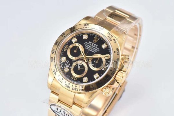 Rolex Daytona 116508 Yellow Gold black dial diamond Swiss 4130 Clean Factory