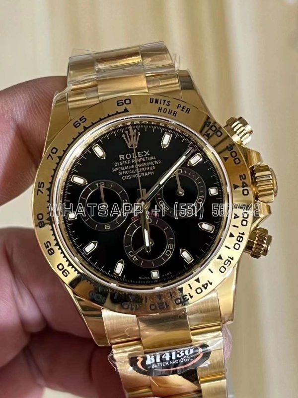 Rolex Daytona 116508 Yellow Gold Black Dial Swiss 4130 BT Factory