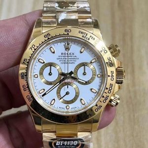 Rolex Daytona 116508 Yellow Gold White Dial Swiss 4130 BT Factory