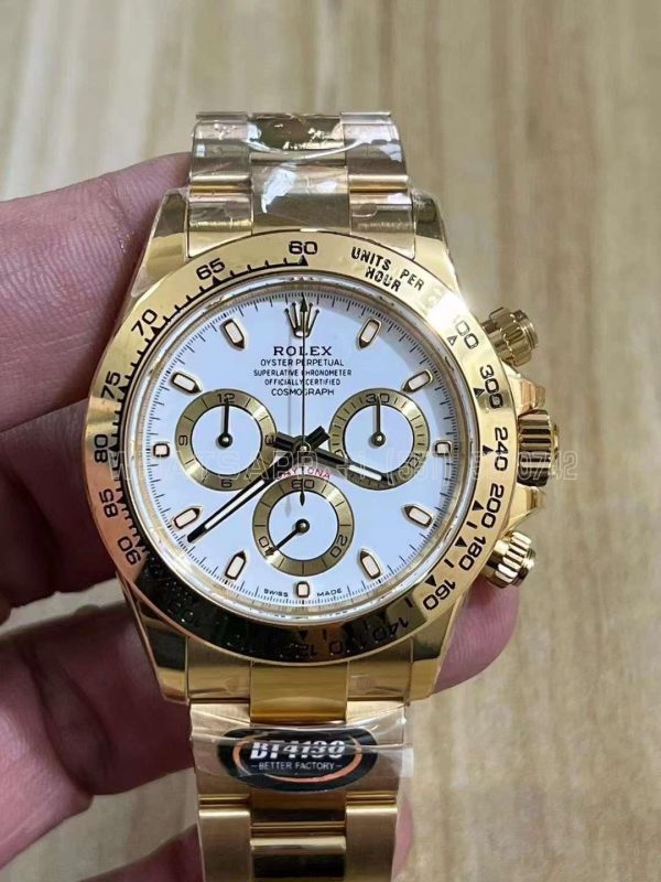 Rolex Daytona 116508 Yellow Gold White Dial Swiss 4130 BT Factory
