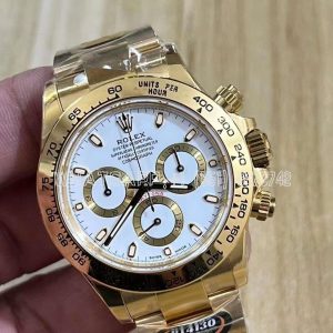Rolex Daytona 116508 Yellow Gold White Dial Swiss 4130 BT Factory