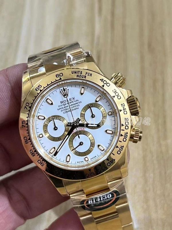 Rolex Daytona 116508 Yellow Gold White Dial Swiss 4130 BT Factory