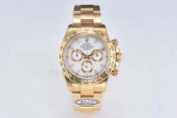 Rolex Daytona 116508 Yellow Gold White Dial Swiss 4130 Clean Factory