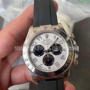 Rolex Daytona 116509 White Dial Nember Markers on 904L Steel Case Black Rubber Strap Swiss 4130 Clean Factory
