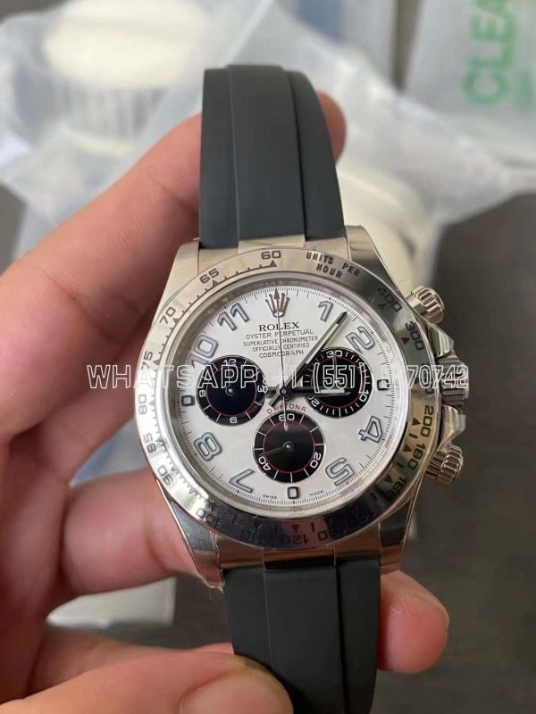 Rolex Daytona 116509 White Dial Nember Markers on 904L Steel Case Black Rubber Strap Swiss 4130 Clean Factory
