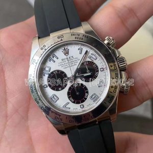 Rolex Daytona 116509 White Dial Nember Markers on 904L Steel Case Black Rubber Strap Swiss 4130 Clean Factory