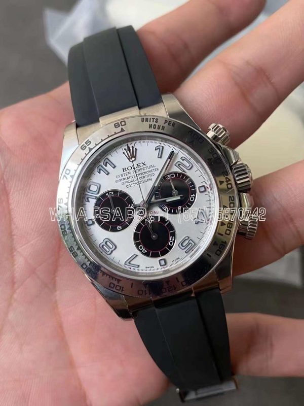 Rolex Daytona 116509 White Dial Nember Markers on 904L Steel Case Black Rubber Strap Swiss 4130 Clean Factory