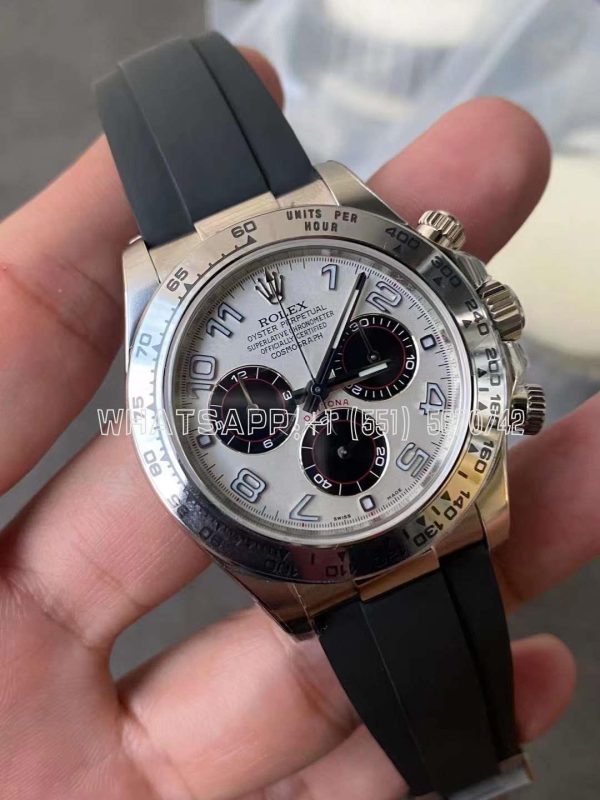 Rolex Daytona 116509 White Dial Nember Markers on 904L Steel Case Black Rubber Strap Swiss 4130 Clean Factory