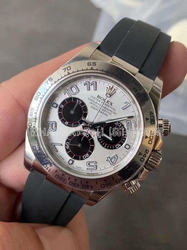 Rolex Daytona 116509 White Dial Nember Markers on 904L Steel Case Black Rubber Strap Swiss 4130 Clean Factory