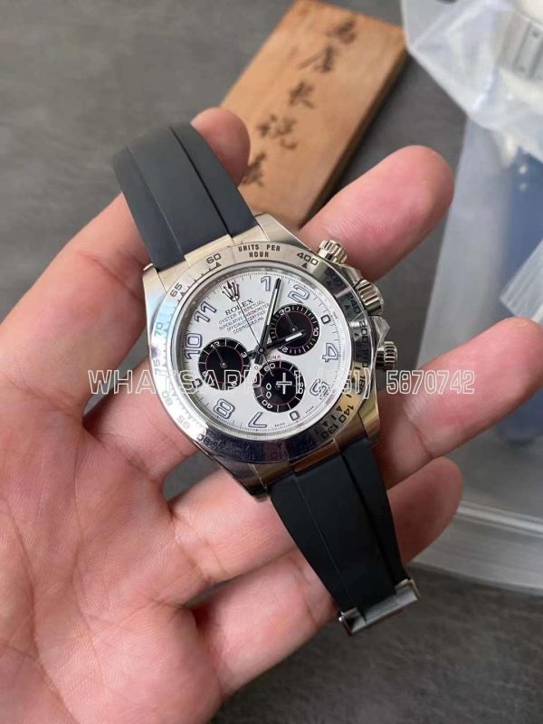 Rolex Daytona 116509 White Dial Nember Markers on 904L Steel Case Black Rubber Strap Swiss 4130 Clean Factory
