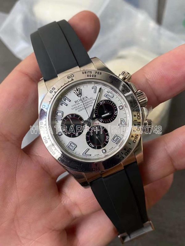 Rolex Daytona 116509 White Dial Nember Markers on 904L Steel Case Black Rubber Strap Swiss 4130 Clean Factory