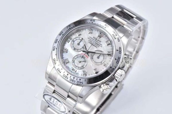Rolex Daytona 116509 White MOP Dial with Diamond Markers Swiss 4130 Clean Factory