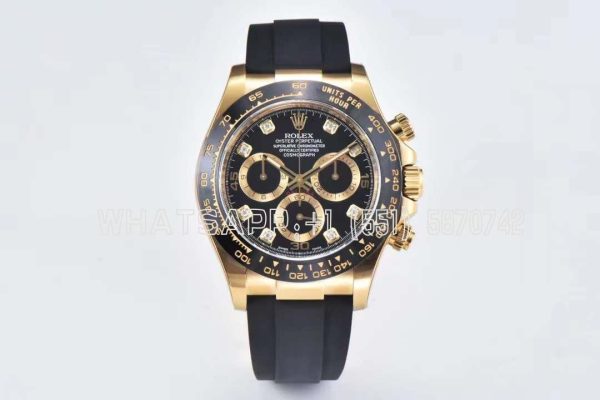 Rolex Daytona 116518 Black/YG Dial on Oysterflex Strap Swiss 4130 Clean Factory