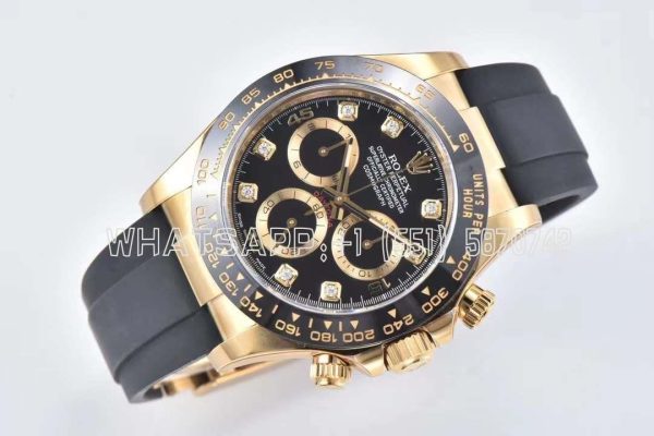 Rolex Daytona 116518 Black/YG Dial on Oysterflex Strap Swiss 4130 Clean Factory