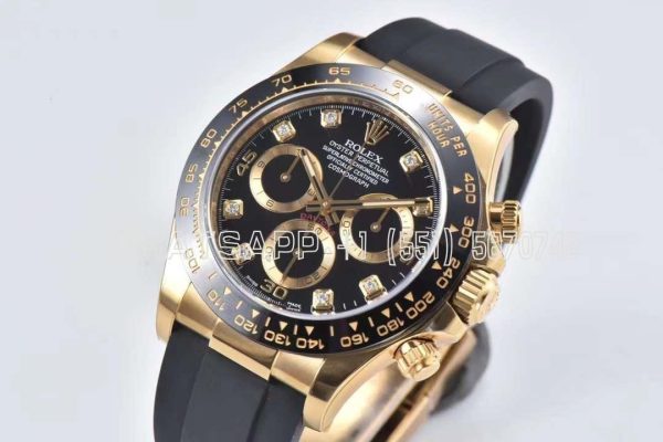 Rolex Daytona 116518 Black/YG Dial on Oysterflex Strap Swiss 4130 Clean Factory
