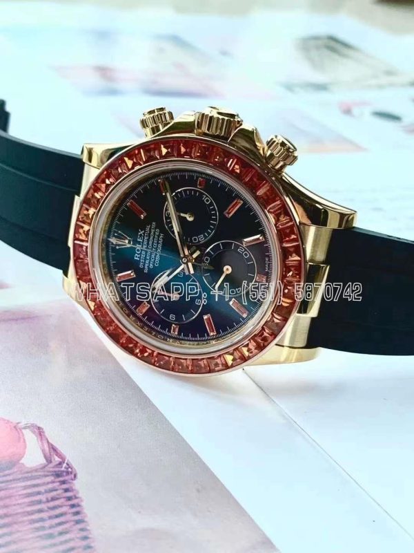Rolex Daytona 116518 YG Orange Crystal Bezel Best Edition Black Dial on Oysterflex Strap SA4130
