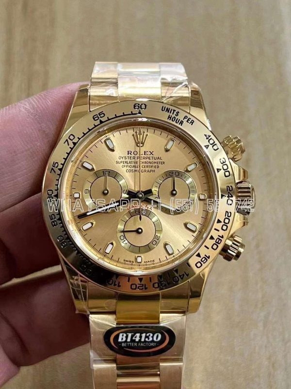 Rolex Daytona 116523 SS 904L & Yellow Champagne Dial Swiss 4130 BT Factory