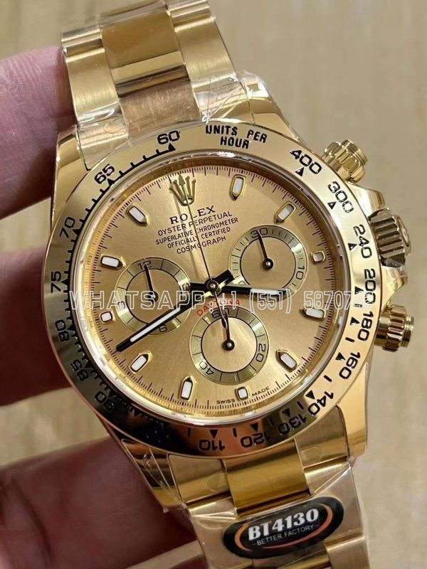Rolex Daytona 116523 SS 904L & Yellow Champagne Dial Swiss 4130 BT Factory