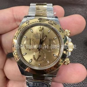 Rolex Daytona 116523 SS 904L & Yellow Champagne Dial Swiss 4130 Clean Factory