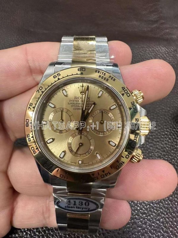 Rolex Daytona 116523 SS 904L & Yellow Champagne Dial Swiss 4130 Clean Factory