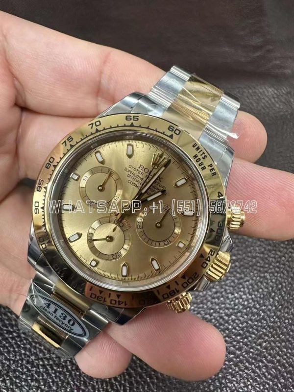 Rolex Daytona 116523 SS 904L & Yellow Champagne Dial Swiss 4130 Clean Factory