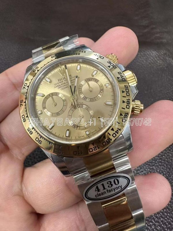 Rolex Daytona 116523 SS 904L & Yellow Champagne Dial Swiss 4130 Clean Factory
