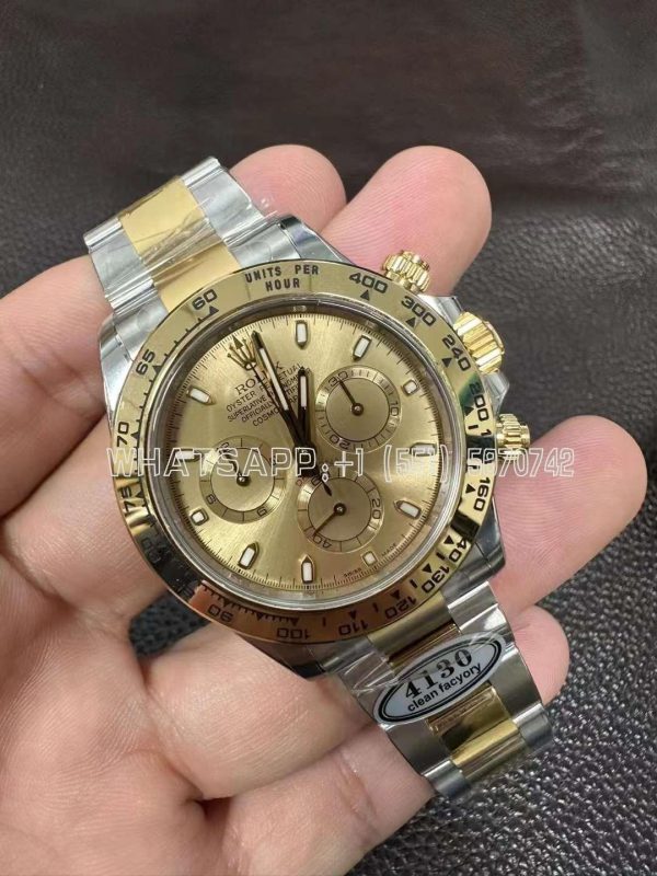 Rolex Daytona 116523 SS 904L & Yellow Champagne Dial Swiss 4130 Clean Factory