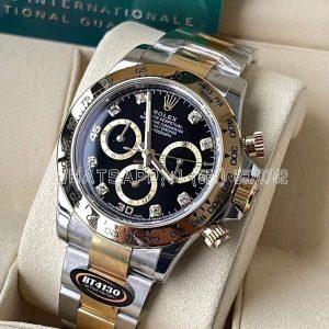 Rolex Daytona 116523 SS 904L & Yellow Gold Black Dial Diamond Markers Swiss 4130 BT Factory