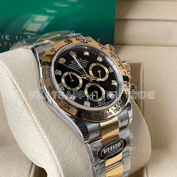 Rolex Daytona 116523 SS 904L & Yellow Gold Black Dial Diamond Markers Swiss 4130 BT Factory