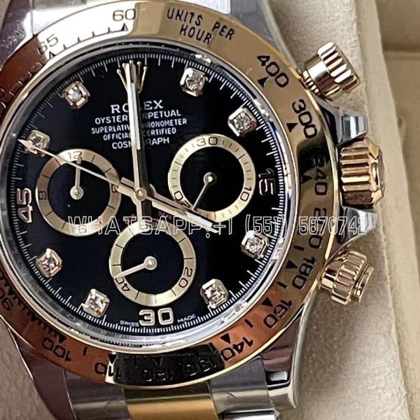 Rolex Daytona 116523 SS 904L & Yellow Gold Black Dial Diamond Markers Swiss 4130 BT Factory