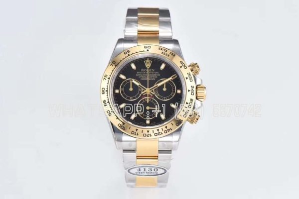 Rolex Daytona 116523 SS 904L & Yellow Gold Black Dial Swiss 4130 Clean Factory