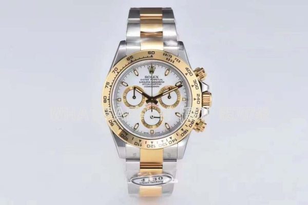 Rolex Daytona 116523 SS 904L & Yellow Gold White Dial Swiss 4130 Clean Factory