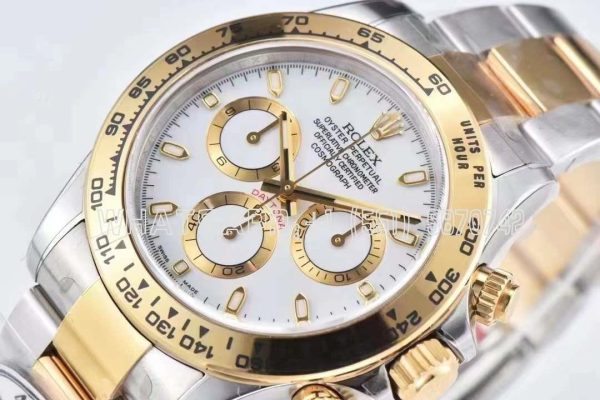 Rolex Daytona 116523 SS 904L & Yellow Gold White Dial Swiss 4130 Clean Factory