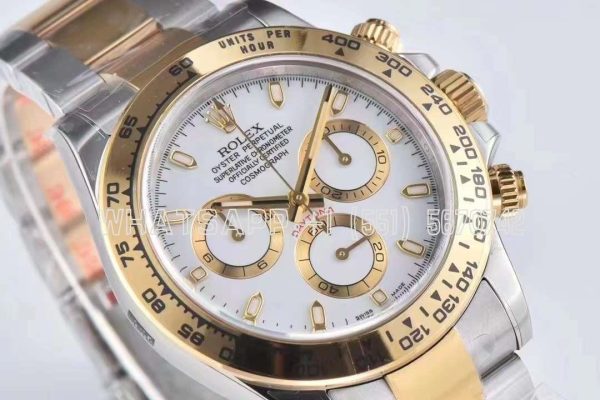Rolex Daytona 116523 SS 904L & Yellow Gold White Dial Swiss 4130 Clean Factory