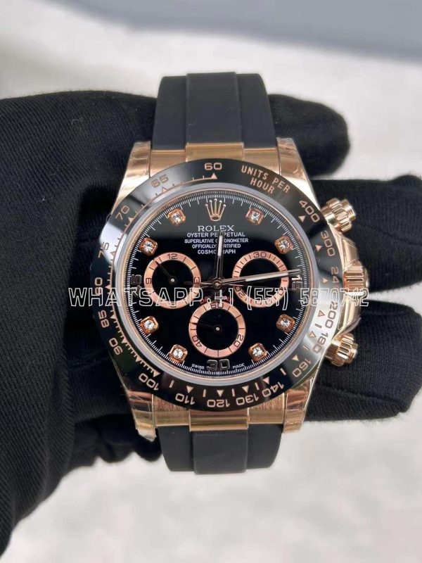 Rolex Daytona 126515 RG/Black Diamonds Dial on Oysterflex Strap
