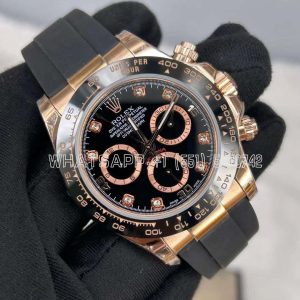 Rolex Daytona 126515 RG/Black Diamonds Dial on Oysterflex Strap