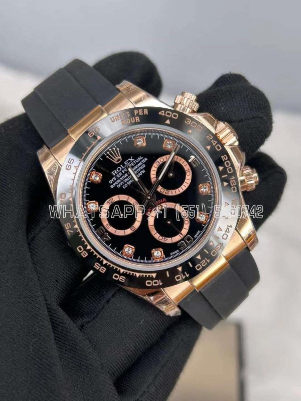 Rolex Daytona 126515 RG/Black Diamonds Dial on Oysterflex Strap