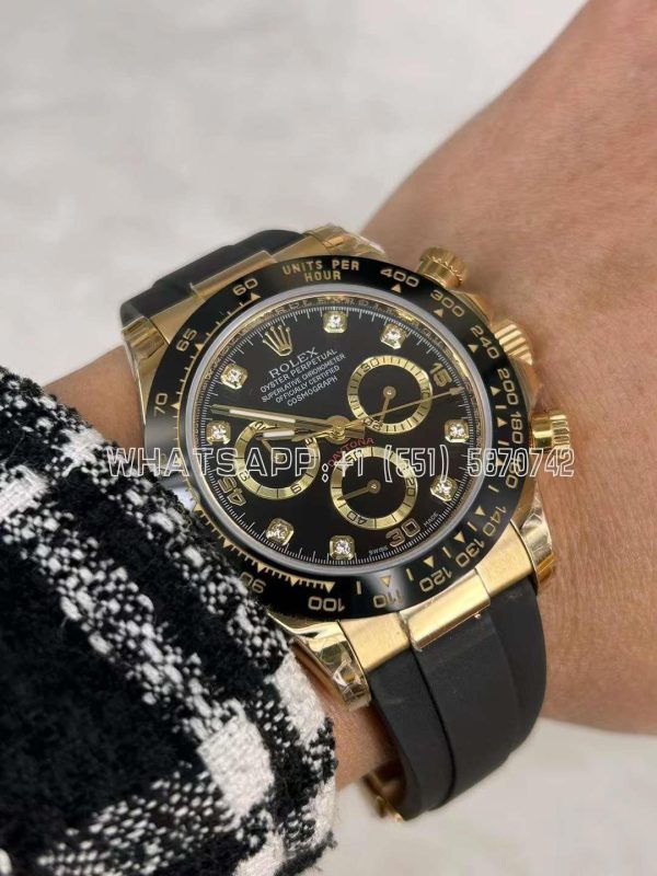 Rolex Daytona 126518 Black/YG Diamonds Dial on Oysterflex Strap