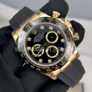 Rolex Daytona 126518 Black/YG Diamonds Dial on Oysterflex Strap
