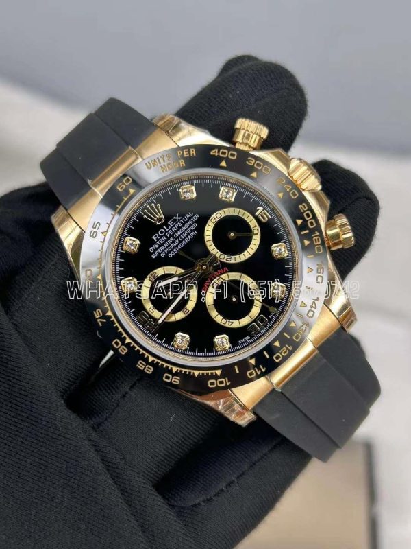Rolex Daytona 126518 Black/YG Diamonds Dial on Oysterflex Strap