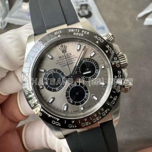 Rolex Daytona 126519LN White Gold Rubber Strap Black Eye Grey Dial Swiss 4130 Clean Factory