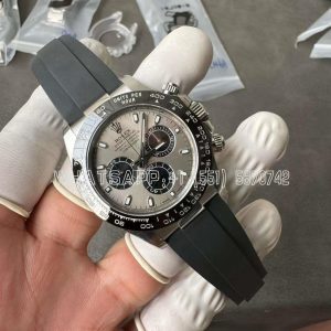 Rolex Daytona 126519LN White Gold Rubber Strap Black Eye Grey Dial Swiss 4130 Clean Factory